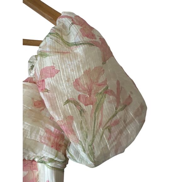 ASTR The Label NWT Sasila Puff Sleeve Smocked Midi Dress in White Size Small - Picture 6 of 14